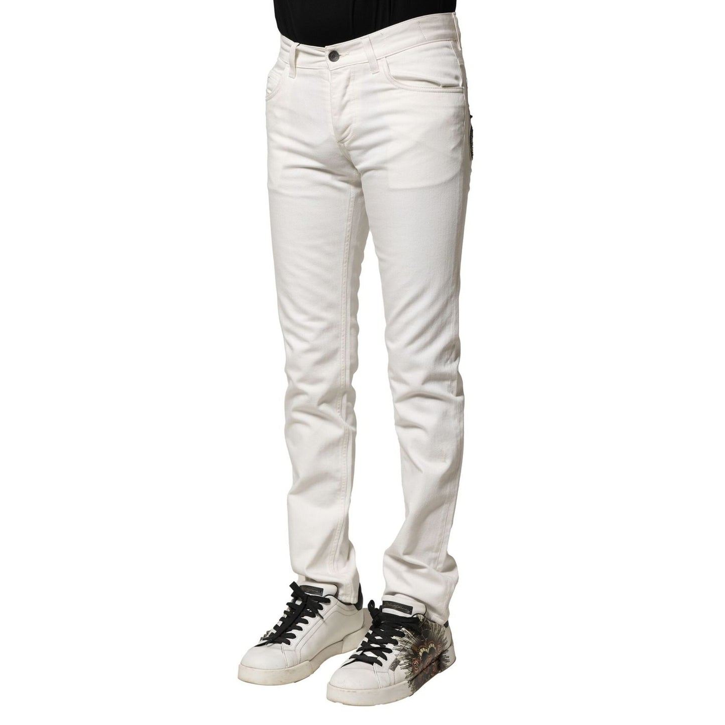 Dolce & Gabbana White Cotton Skinny Men Denim Jeans PAN74712-44