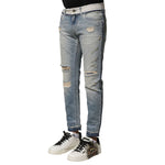 Dolce & Gabbana Light Blue Tattered Straight Men Denim Jeans PAN75366-44