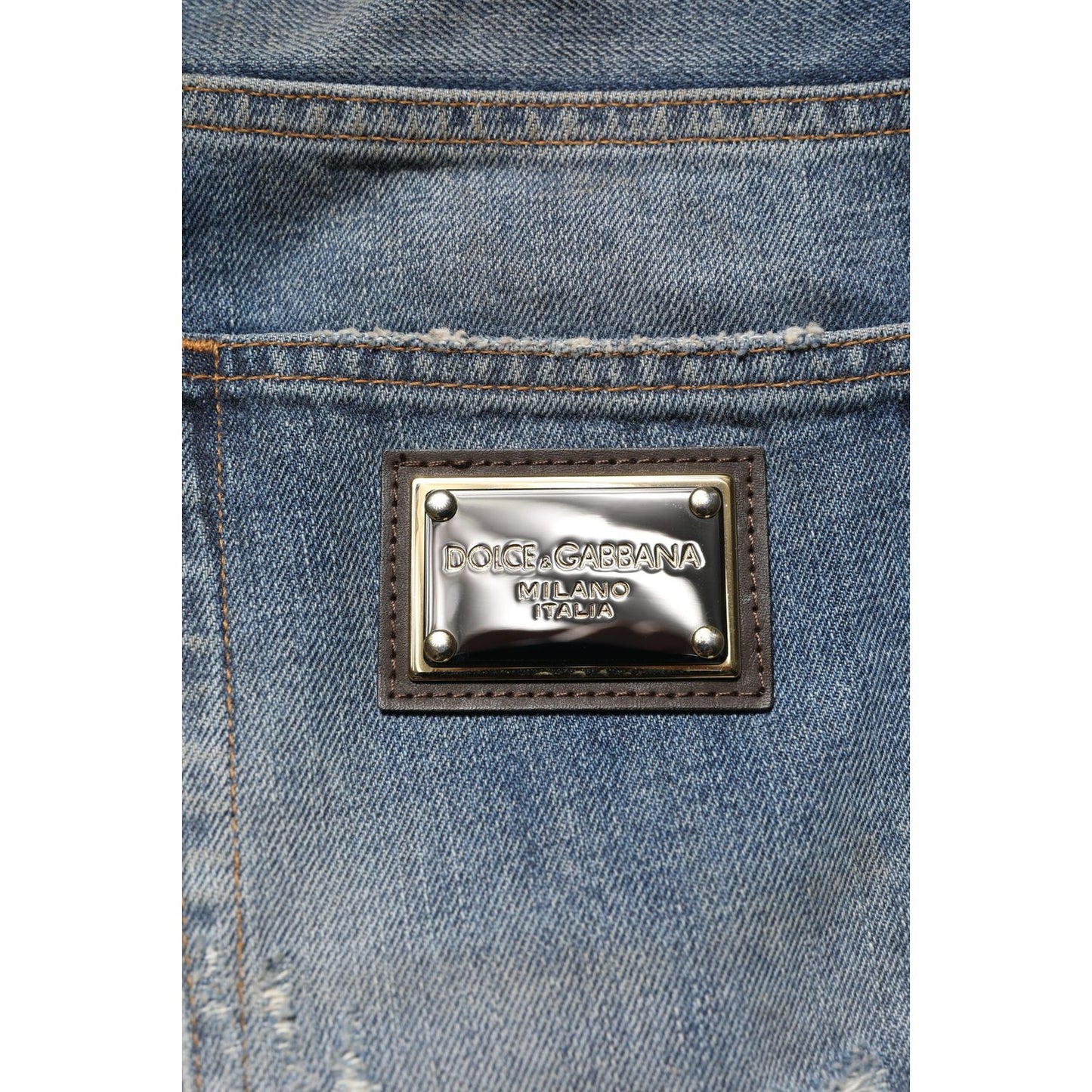 Dolce & Gabbana Blue Cotton Tattered Men Denim Jeans PAN75857-46