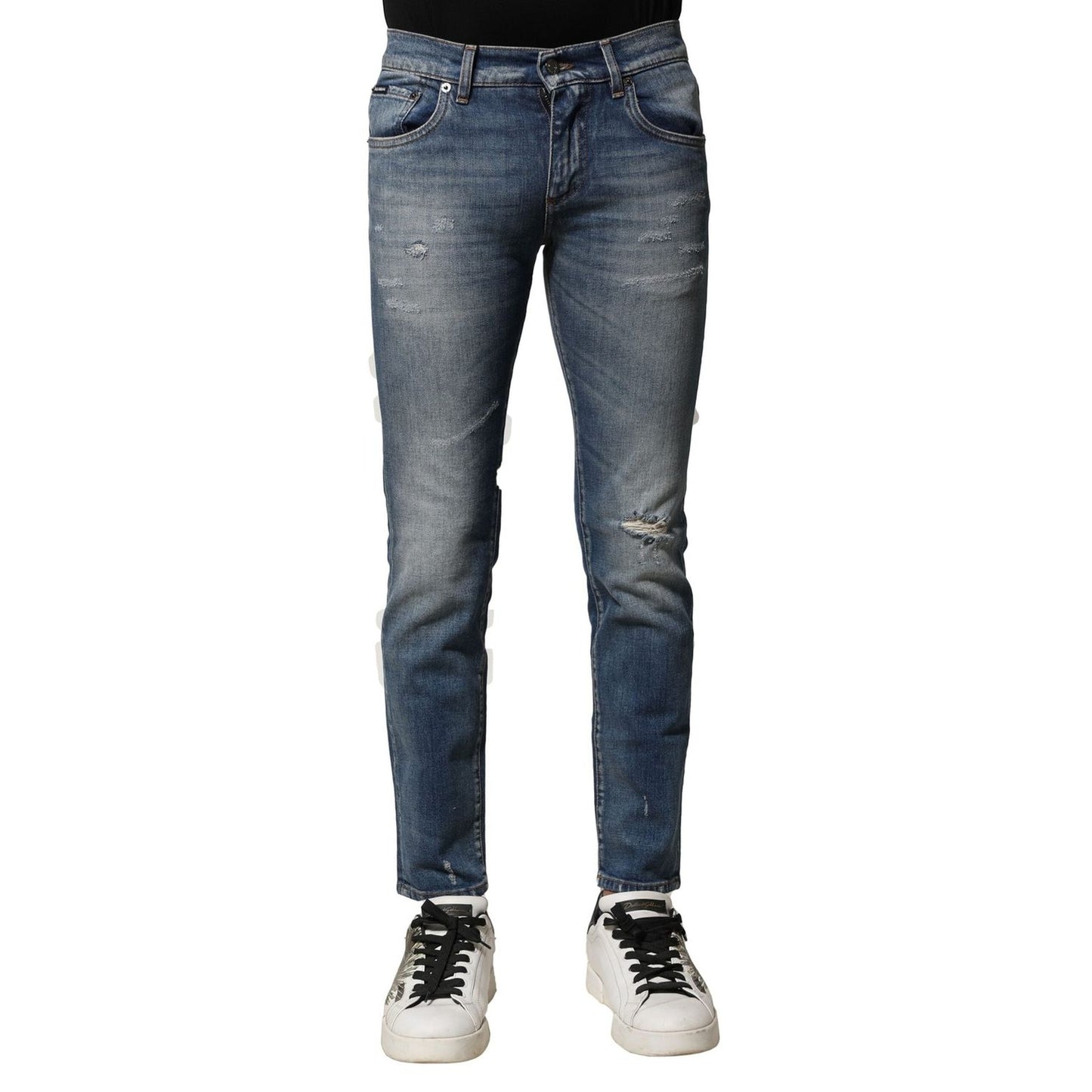 Dolce & Gabbana Blue Washed Cotton Slim Fit Men Denim Jeans PAN75882-44