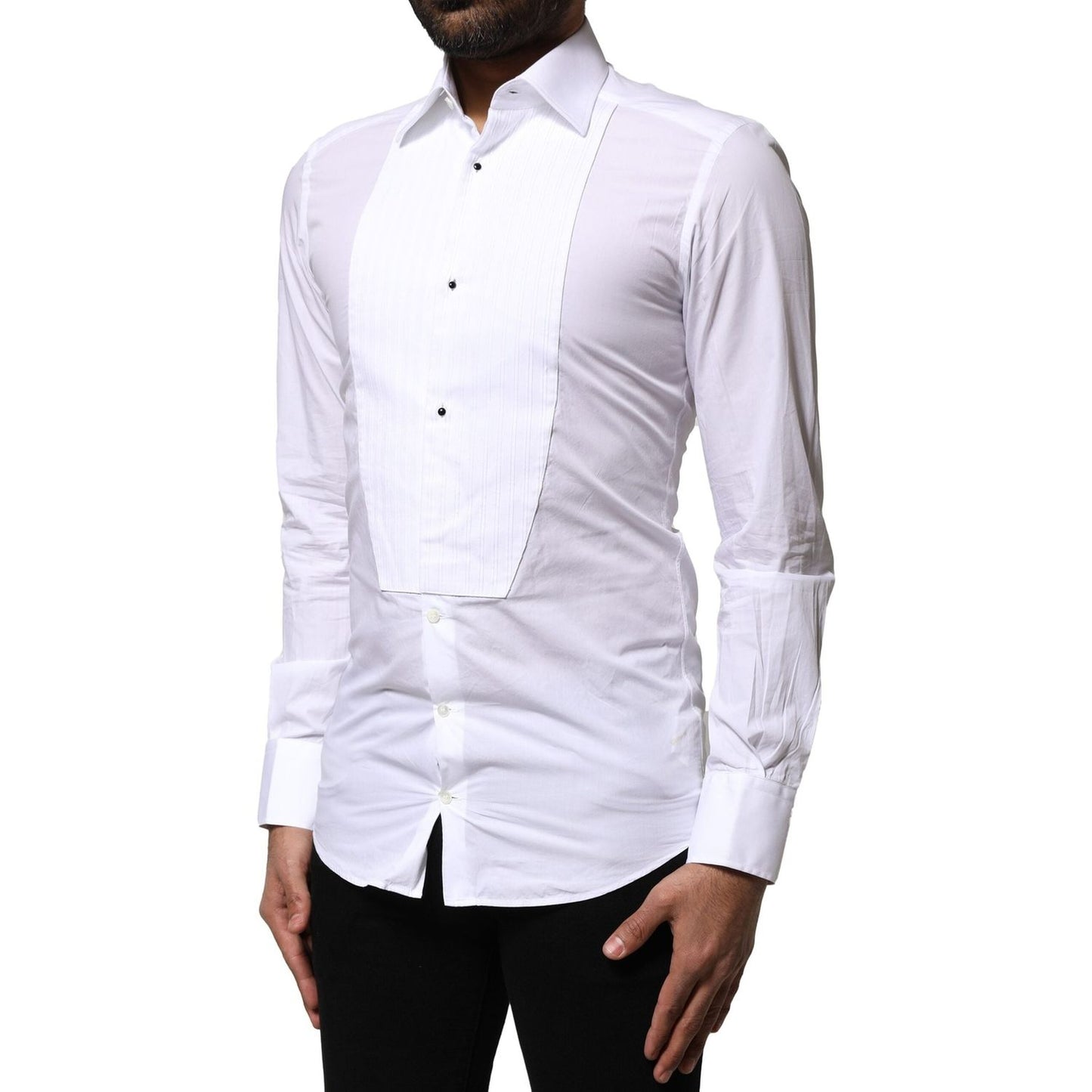 Dolce & Gabbana White GOLD Cotton Poplin Formal Dress Shirt TSH86511-37