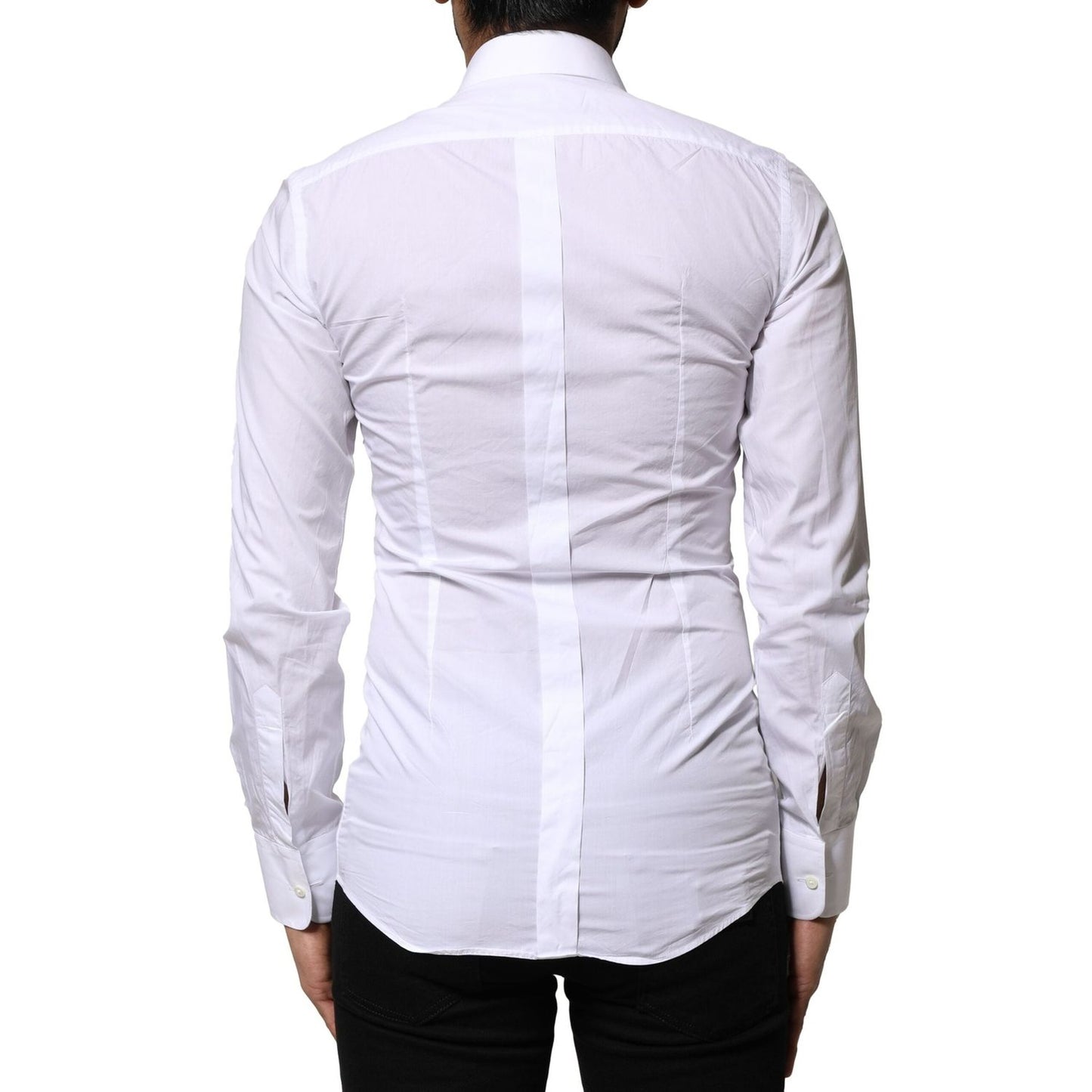 Dolce & Gabbana White GOLD Cotton Poplin Formal Dress Shirt TSH86511-37