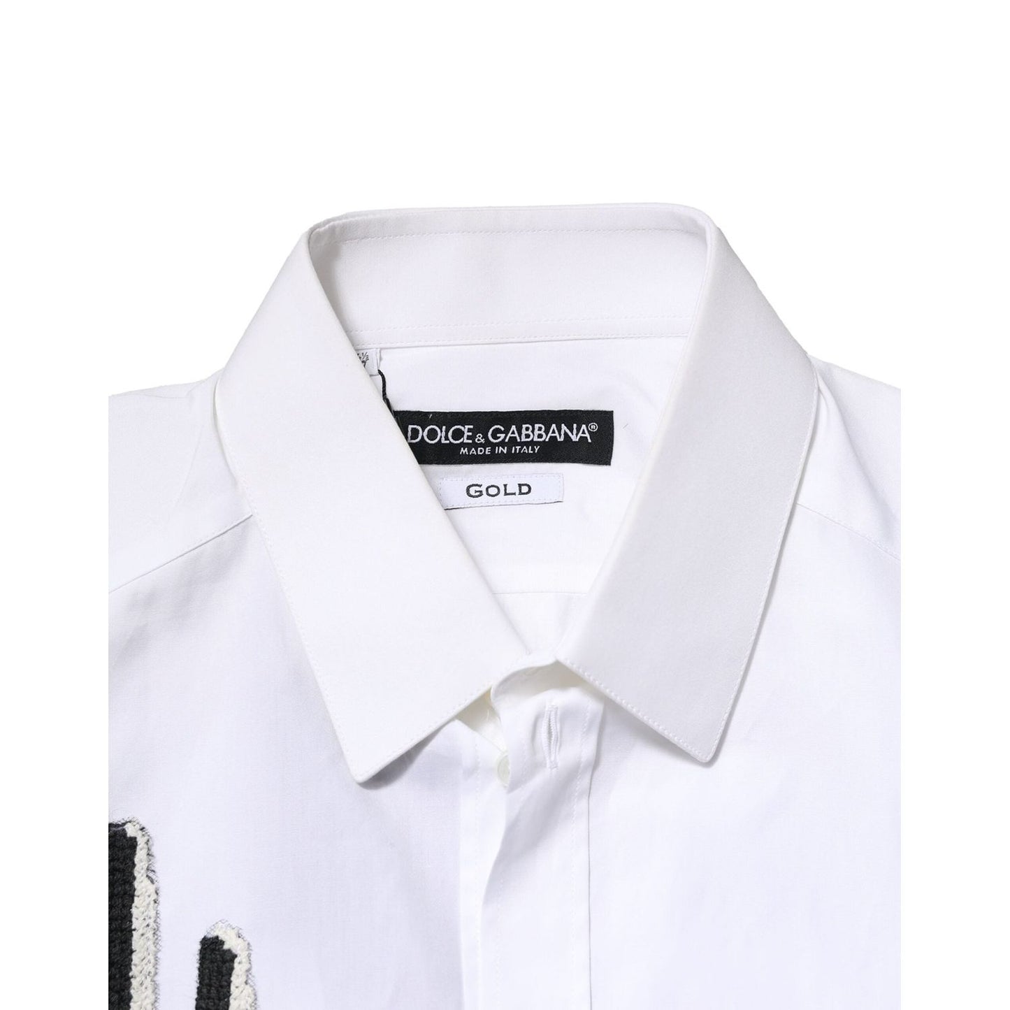 Dolce & Gabbana White GOLD Embroidery Detailed Dress Shirt TSH906792-37