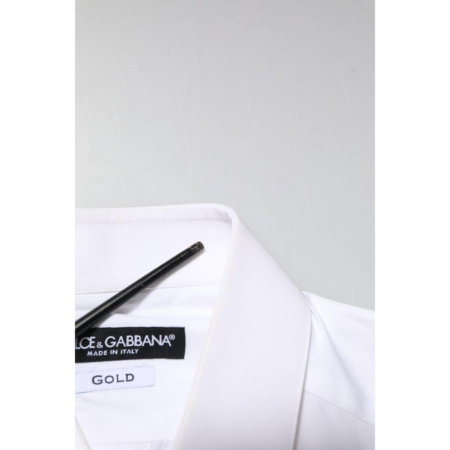 Dolce & Gabbana White GOLD Embroidery Detailed Dress Shirt TSH906792-37