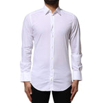 Dolce & Gabbana White Cotton GOLD Long Sleeves Dress Shirt TSH906858-37