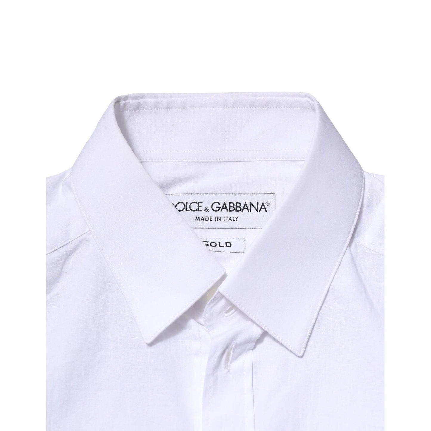 Dolce & Gabbana White Cotton GOLD Long Sleeves Dress Shirt TSH906858-37
