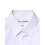 Dolce & Gabbana White Cotton GOLD Long Sleeves Dress Shirt TSH906858-37