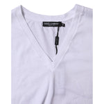 Dolce & Gabbana White Cotton Short Sleeves V-neck T-shirt TSH906750-46