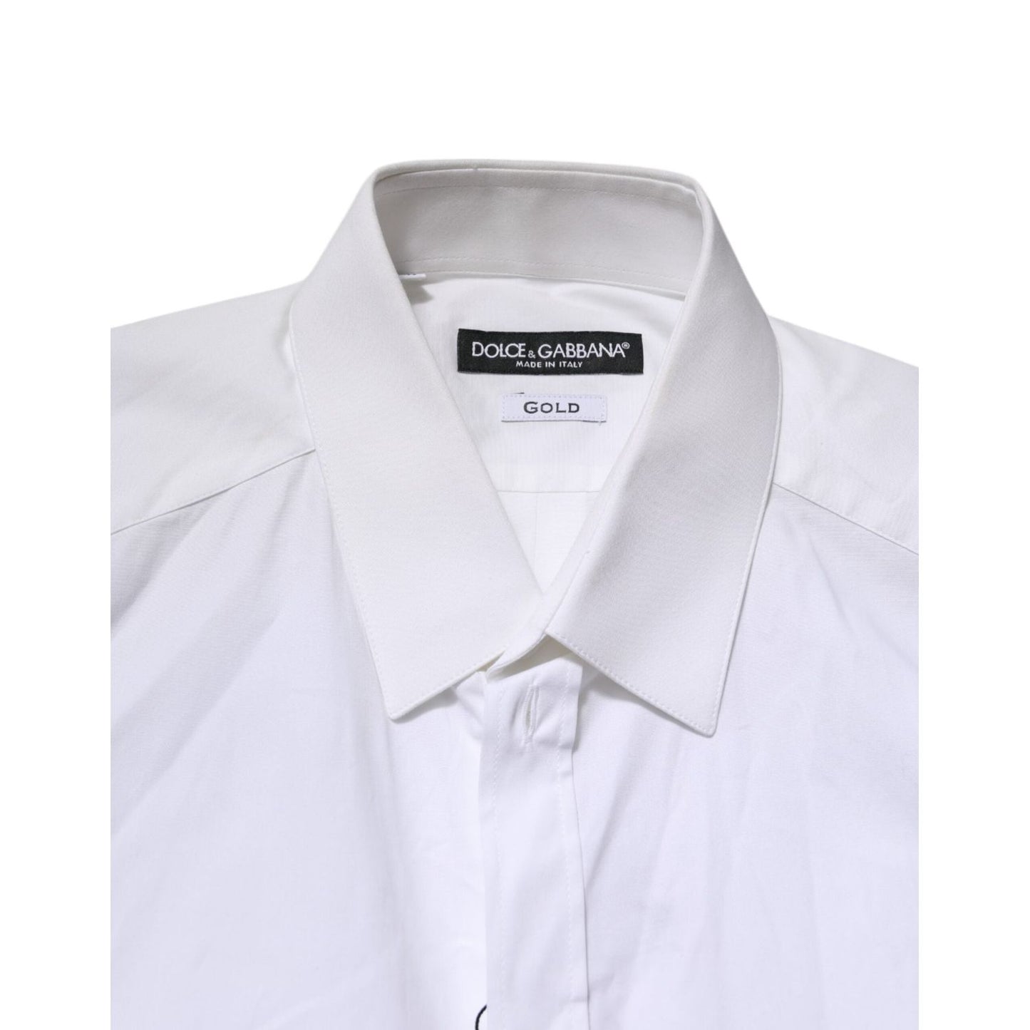 Dolce & Gabbana White GOLD Cotton Collared Dress Shirt Top TSH906870-40