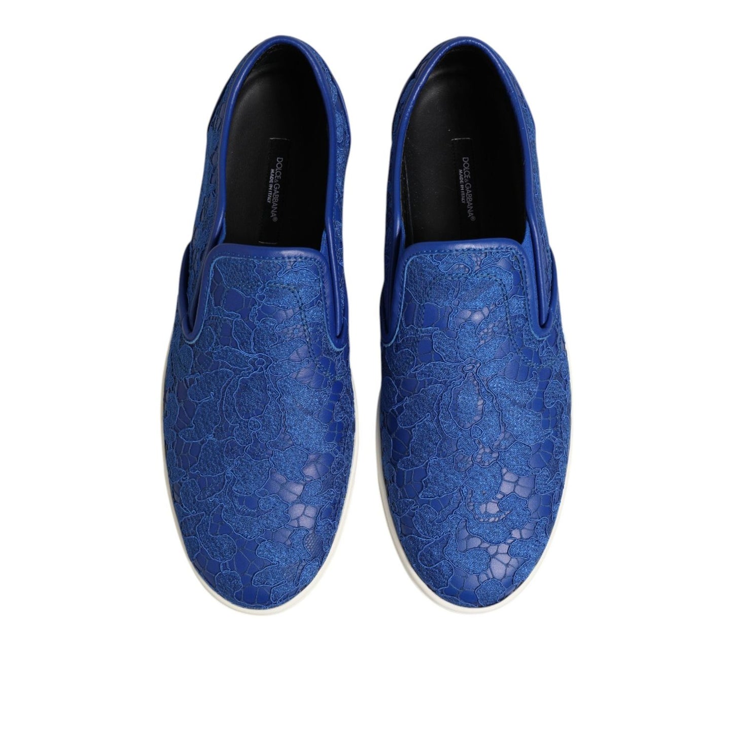 Dolce & Gabbana Blue Leather Lace Slip On Sneaker Shoes MV7405-40