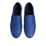 Dolce & Gabbana Blue Leather Lace Slip On Sneaker Shoes MV7405-40