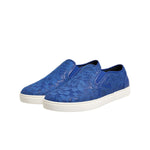 Dolce & Gabbana Blue Leather Lace Slip On Sneaker Shoes MV7405-40