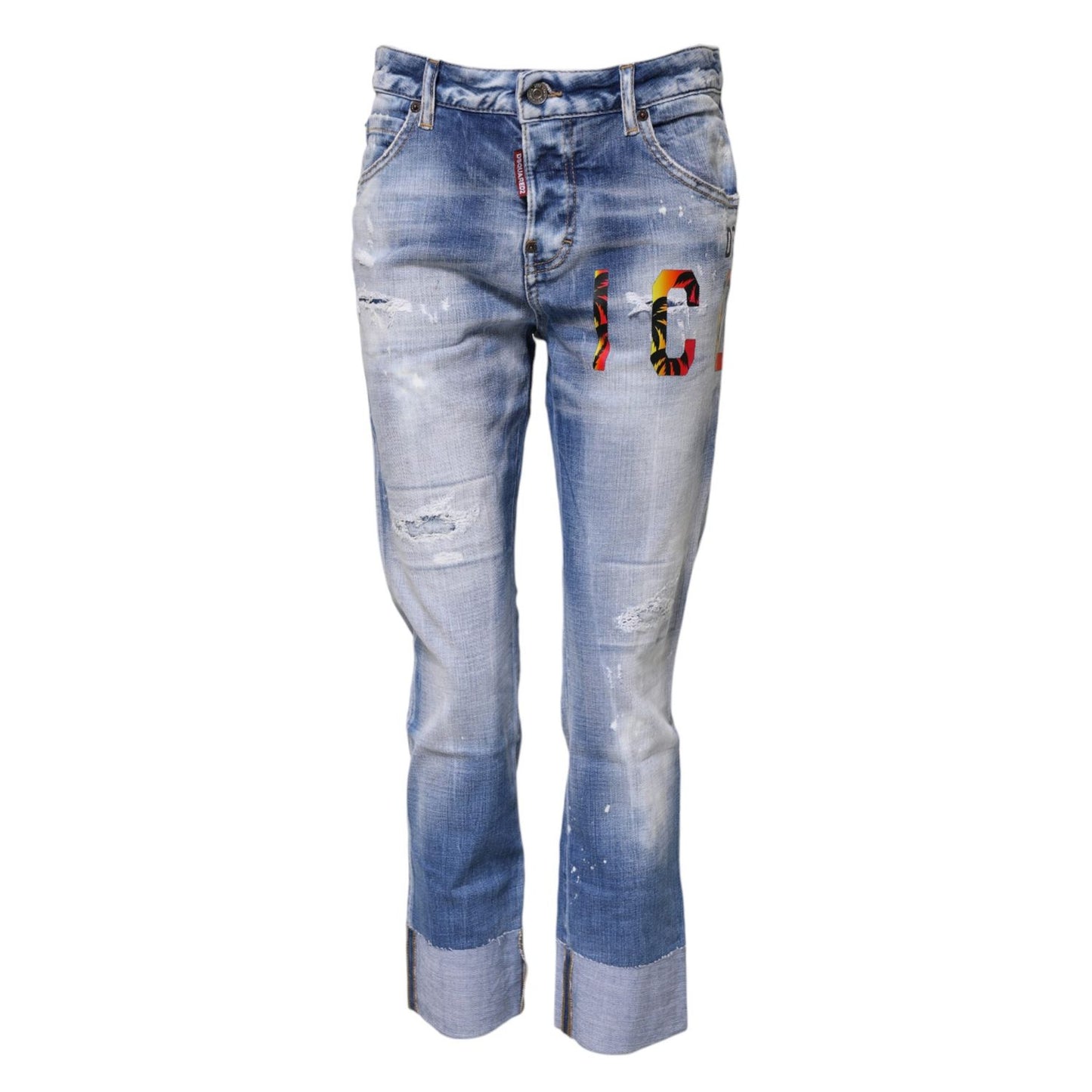 Dsquared² Blue Washed Cotton Mid Waist Skinny Denim Jeans PAN74481-38