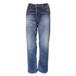 Dsquared² Blue Washed Cotton Mid Waist Straight Jeans PAN74482-38