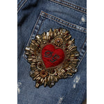 Dolce & Gabbana Blue Cotton Tattered Boyfriend Denim Jeans PAN74765-38