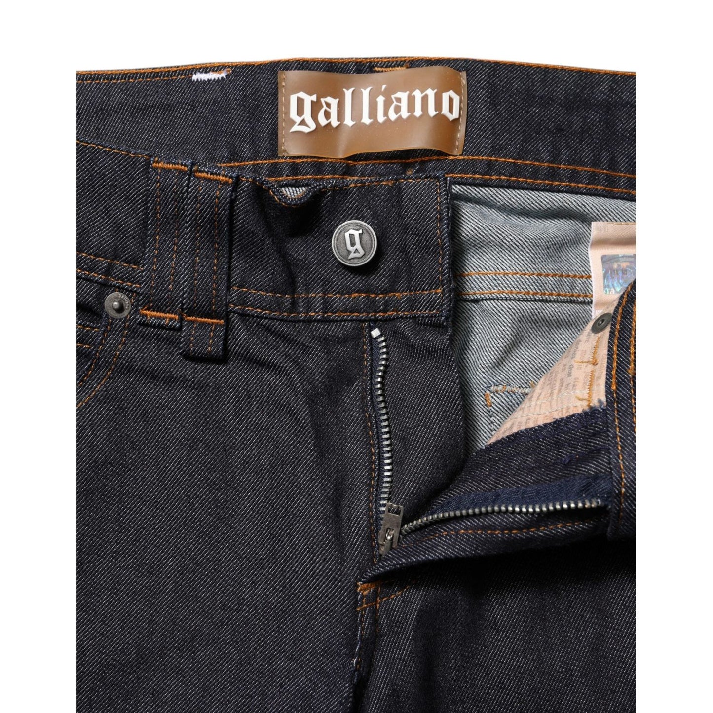 John Galliano Blue Mid Waist Cotton Wide Leg Denim Jeans PAN74828-25