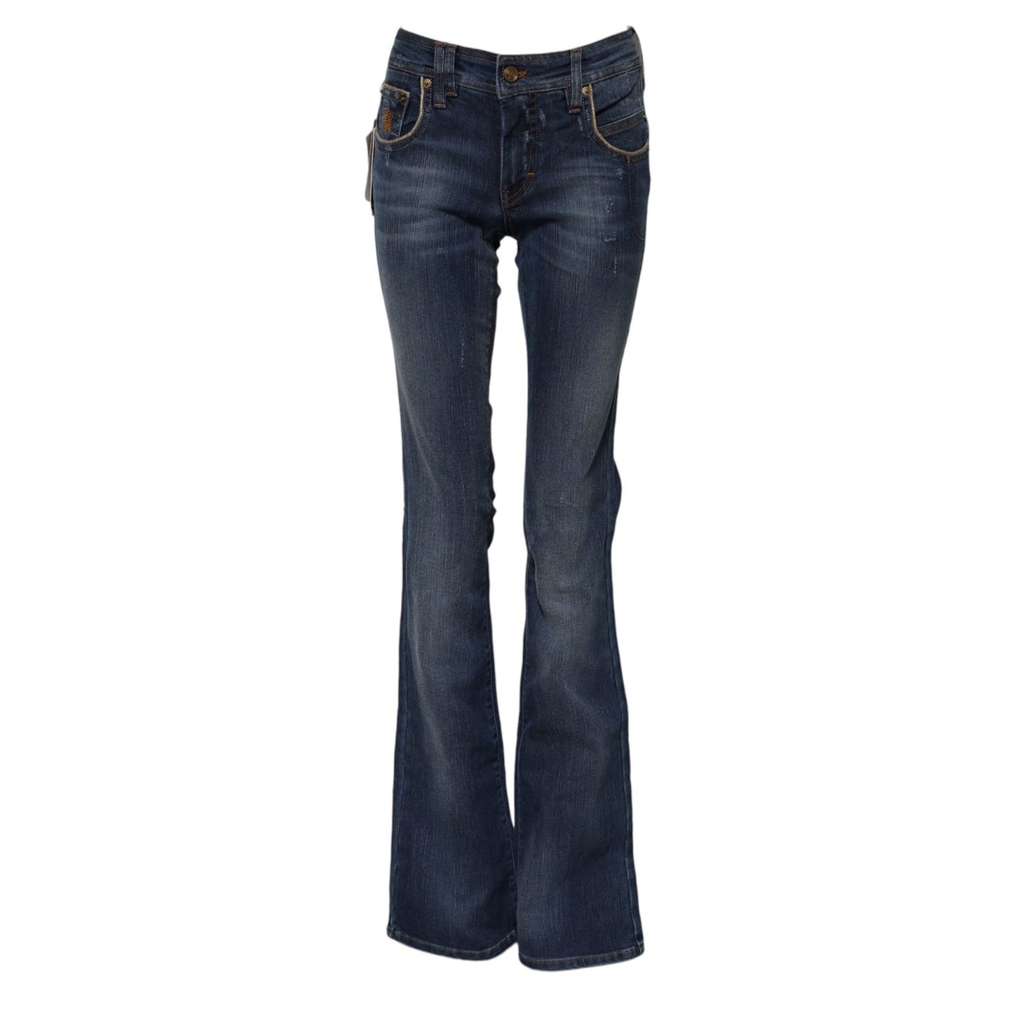 John Galliano Blue Cotton Mid Waist Wide Leg Denim Jeans PAN75736-26