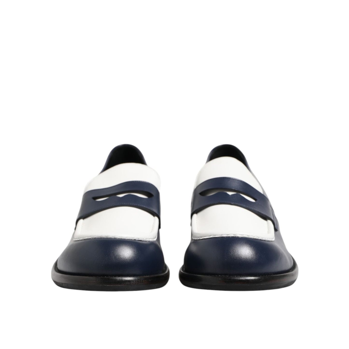 Dolce & Gabbana Black White Leather Slip On Loafers Men Dress Shoes MV7477-49