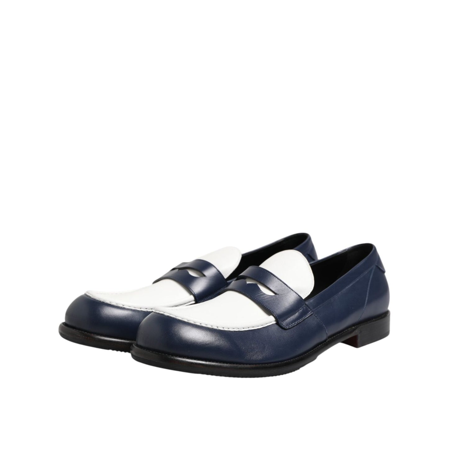 Dolce & Gabbana Black White Leather Slip On Loafers Men Dress Shoes MV7477-49