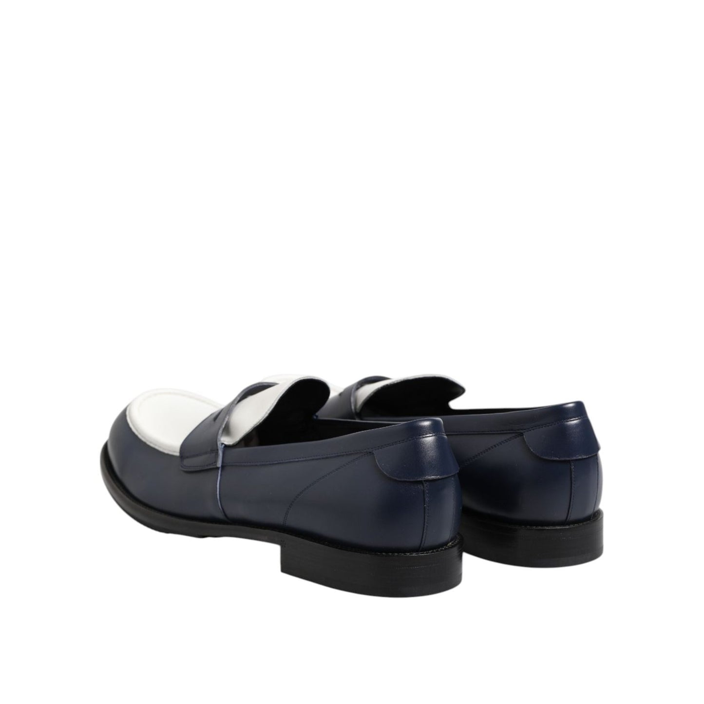 Dolce & Gabbana Black White Leather Slip On Loafers Men Dress Shoes MV7477-49