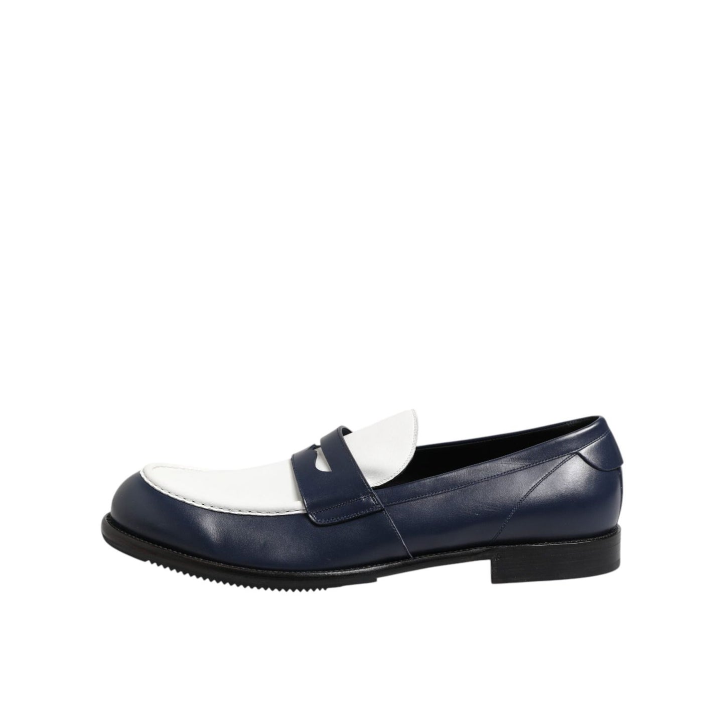 Dolce & Gabbana Black White Leather Slip On Loafers Men Dress Shoes MV7477-49
