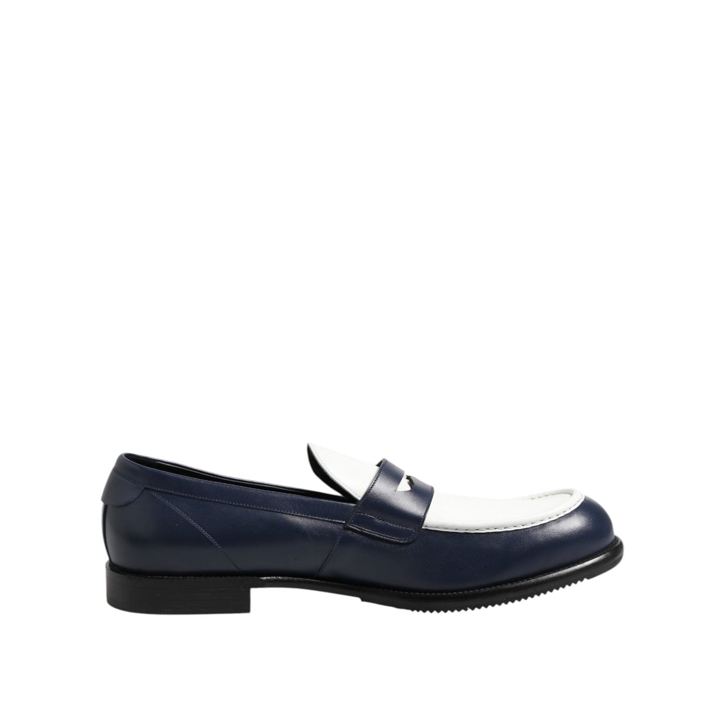 Dolce & Gabbana Black White Leather Slip On Loafers Men Dress Shoes MV7477-49