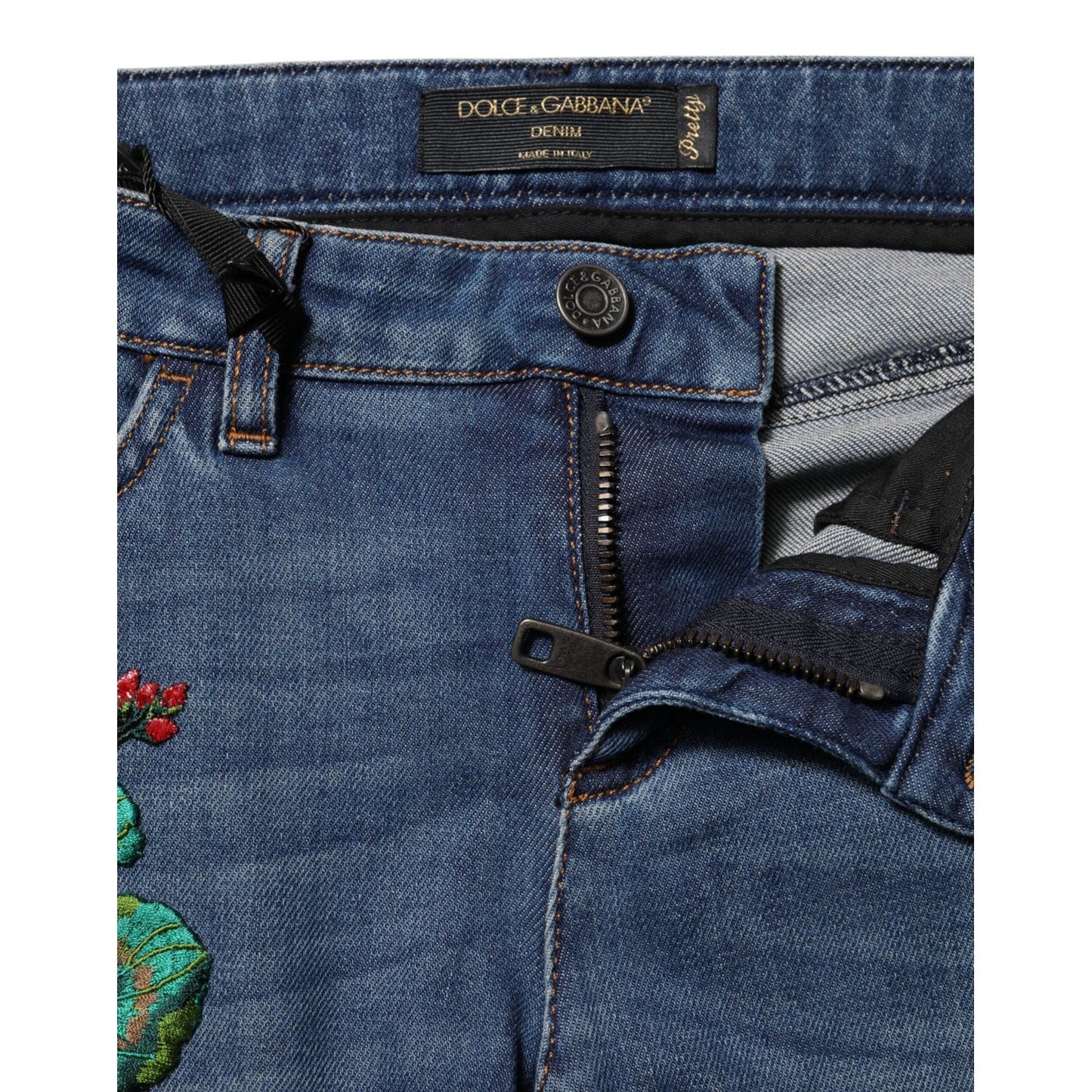Dolce & Gabbana Blue Cotton Low Waist Skinny Denim Jeans PAN75685-36