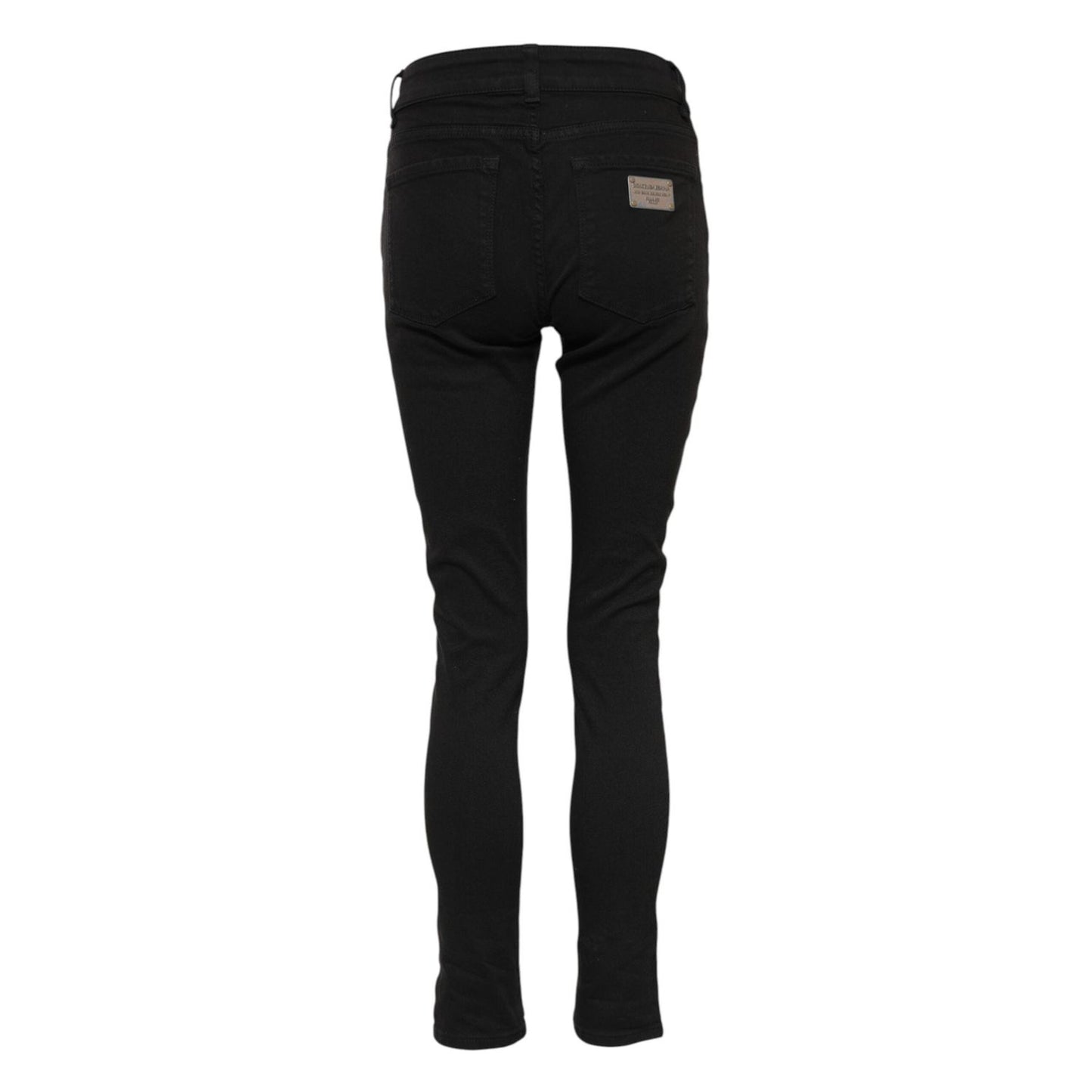Dolce & Gabbana Black Cotton Logo Skinny Mid Waist Denim Jeans PAN75955-38
