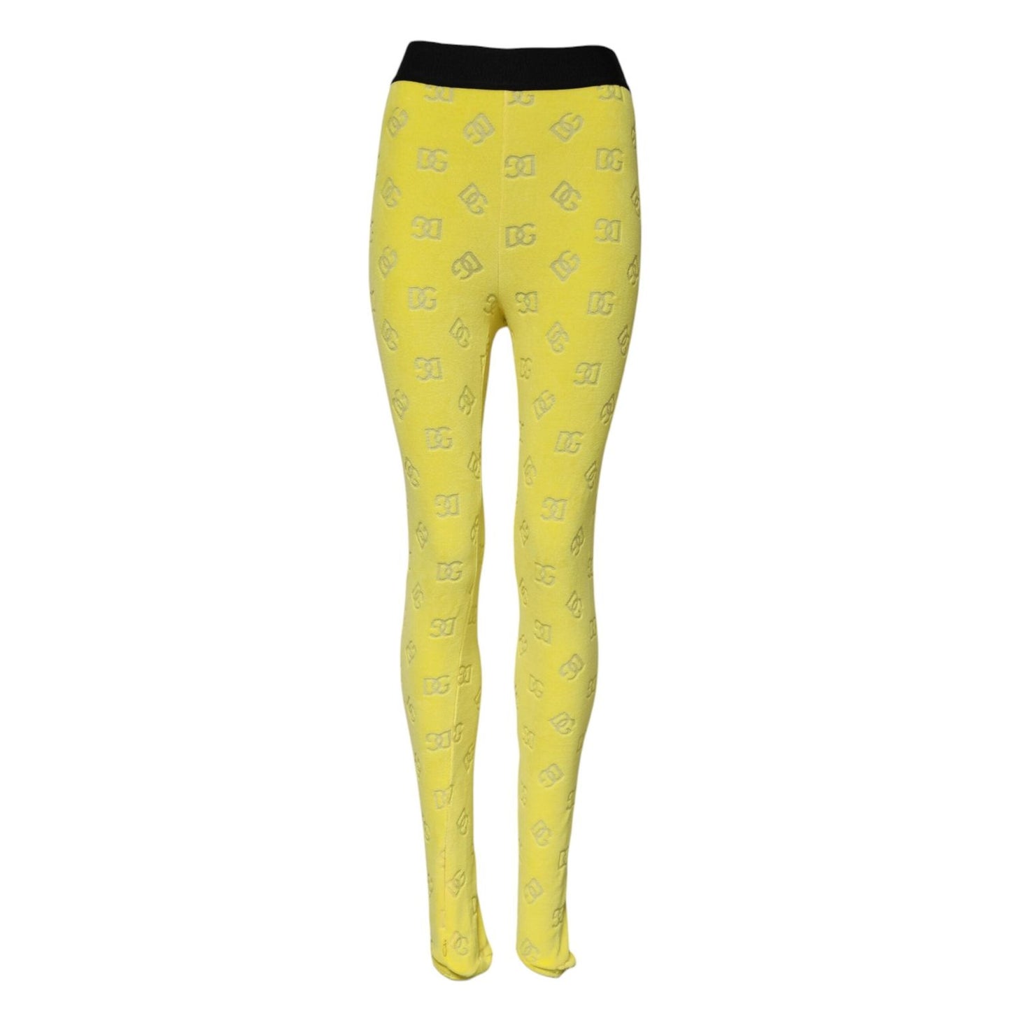 Dolce & Gabbana Yellow Logo Slim Fit Leggings Pants PAN76257-40