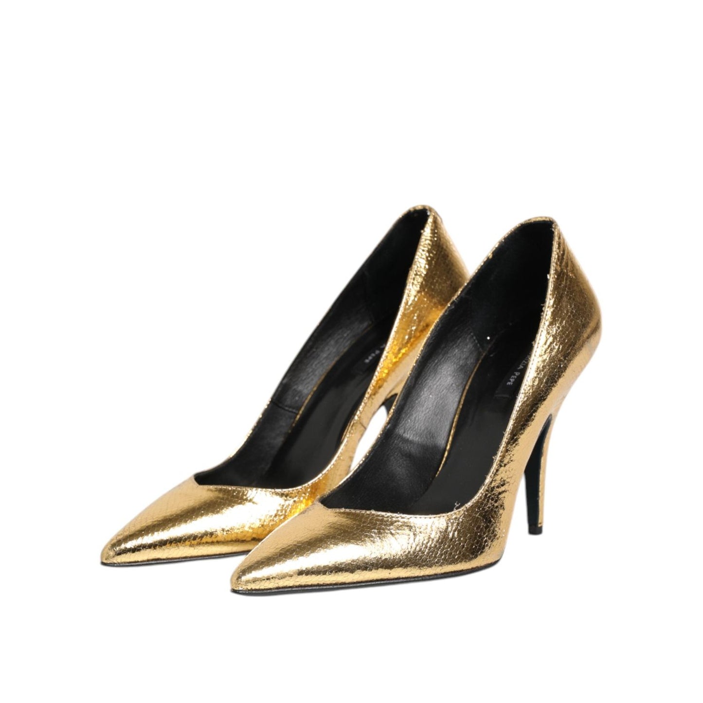 Patrizia Pepe Gold Patent Leather High Heels Pump Shoes