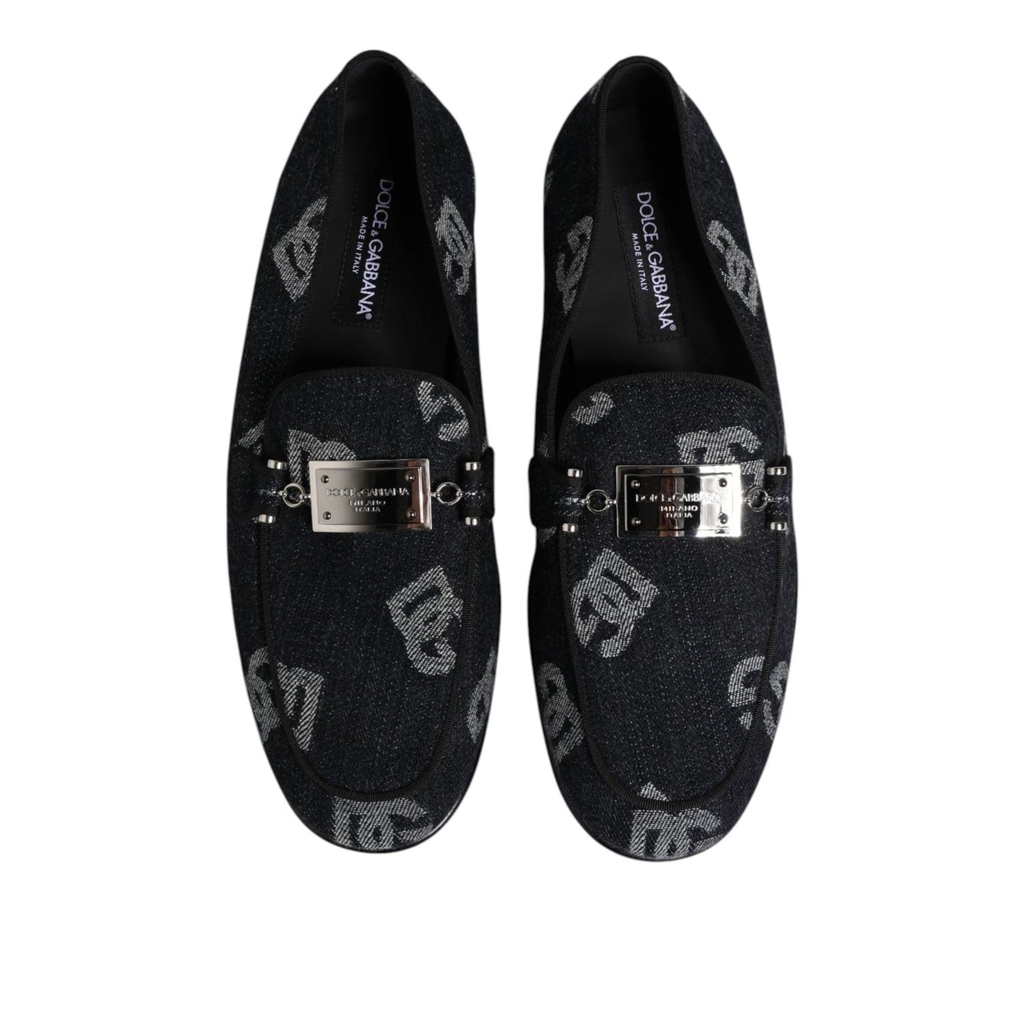 Dolce & Gabbana Blue Logo Cotton Loafers Formal Dress Shoes MV7728-42