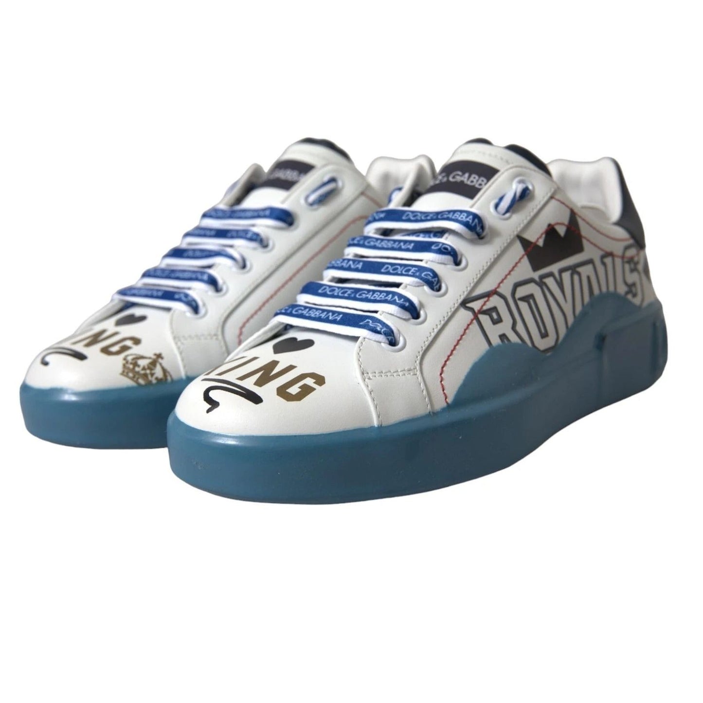 Dolce & Gabbana Blue White Printed Portofino Melt Sneakers MV5542-39.5