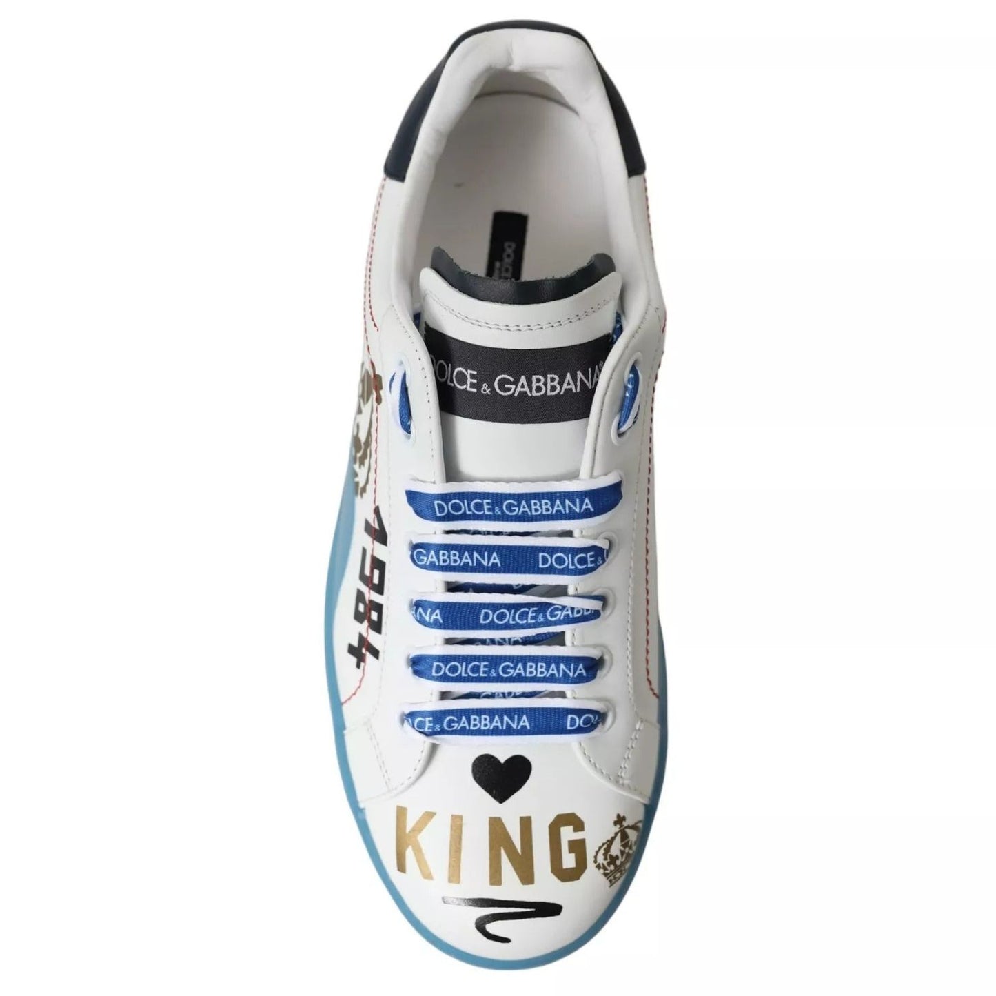 Dolce & Gabbana Blue White Printed Portofino Melt Sneakers MV5542-39.5