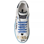 Dolce & Gabbana Blue White Printed Portofino Melt Sneakers MV5542-39.5
