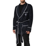 Dolce & Gabbana Dark Blue DG Embroidery Jacket Robe Blazer JKT41553-56