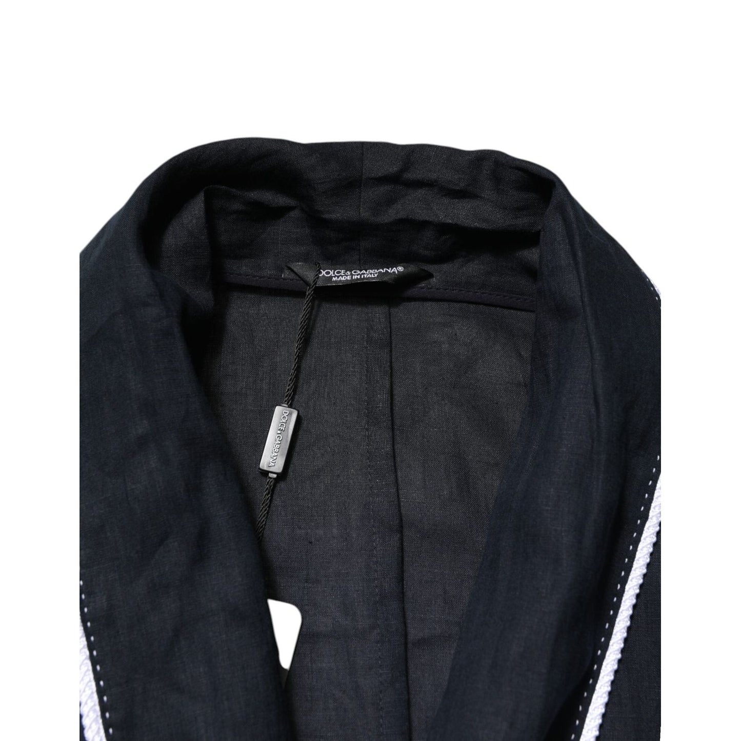 Dolce & Gabbana Dark Blue DG Embroidery Jacket Robe Blazer JKT41553-56