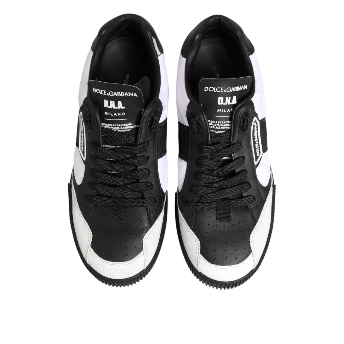 Dolce & Gabbana Black White Leather MIAMI Low Top Sneakers Shoes MV7780-41