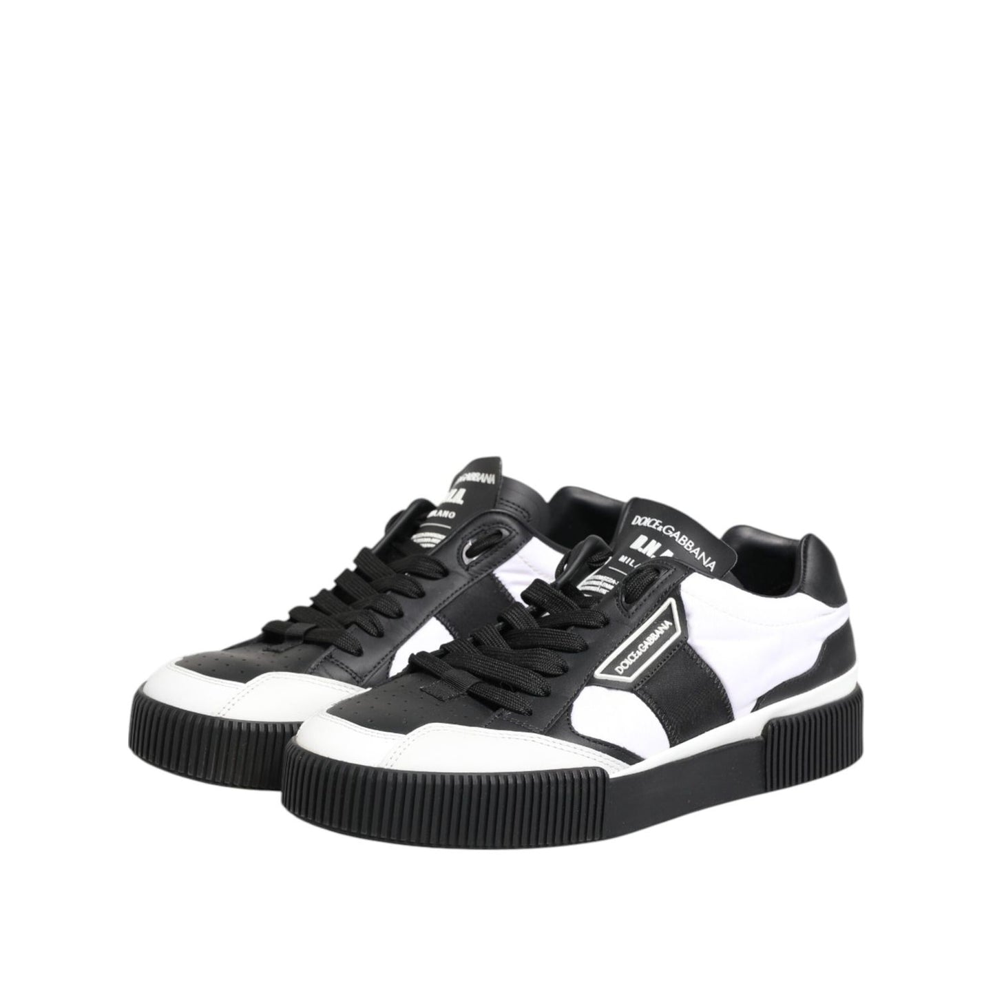 Dolce & Gabbana Black White Leather MIAMI Low Top Sneakers Shoes MV7780-41