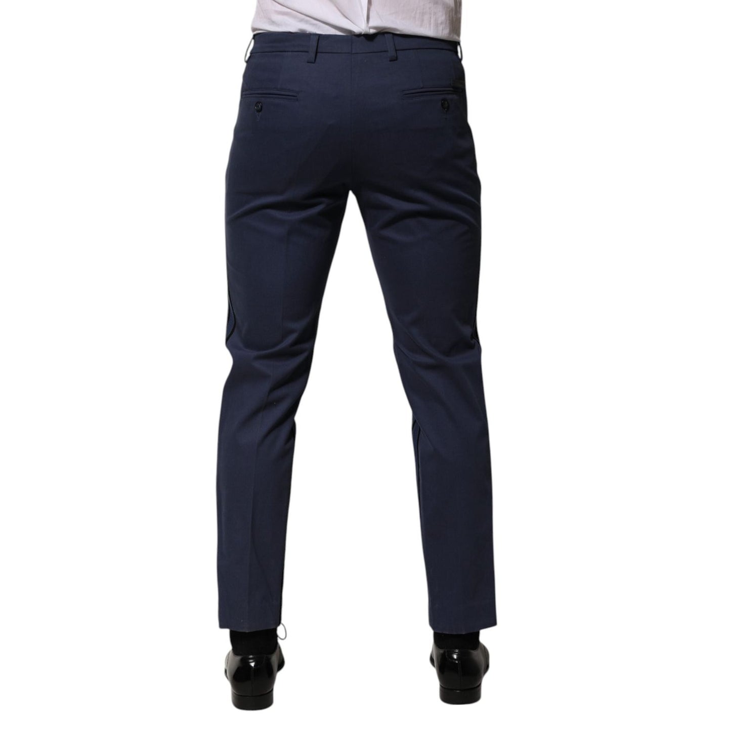 Dolce & Gabbana Blue Cotton Tapered Men Formal Trousers Pants PAN76648-48