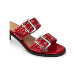 Ganni Red Leather Sandal GA-9998665-EU37/US7