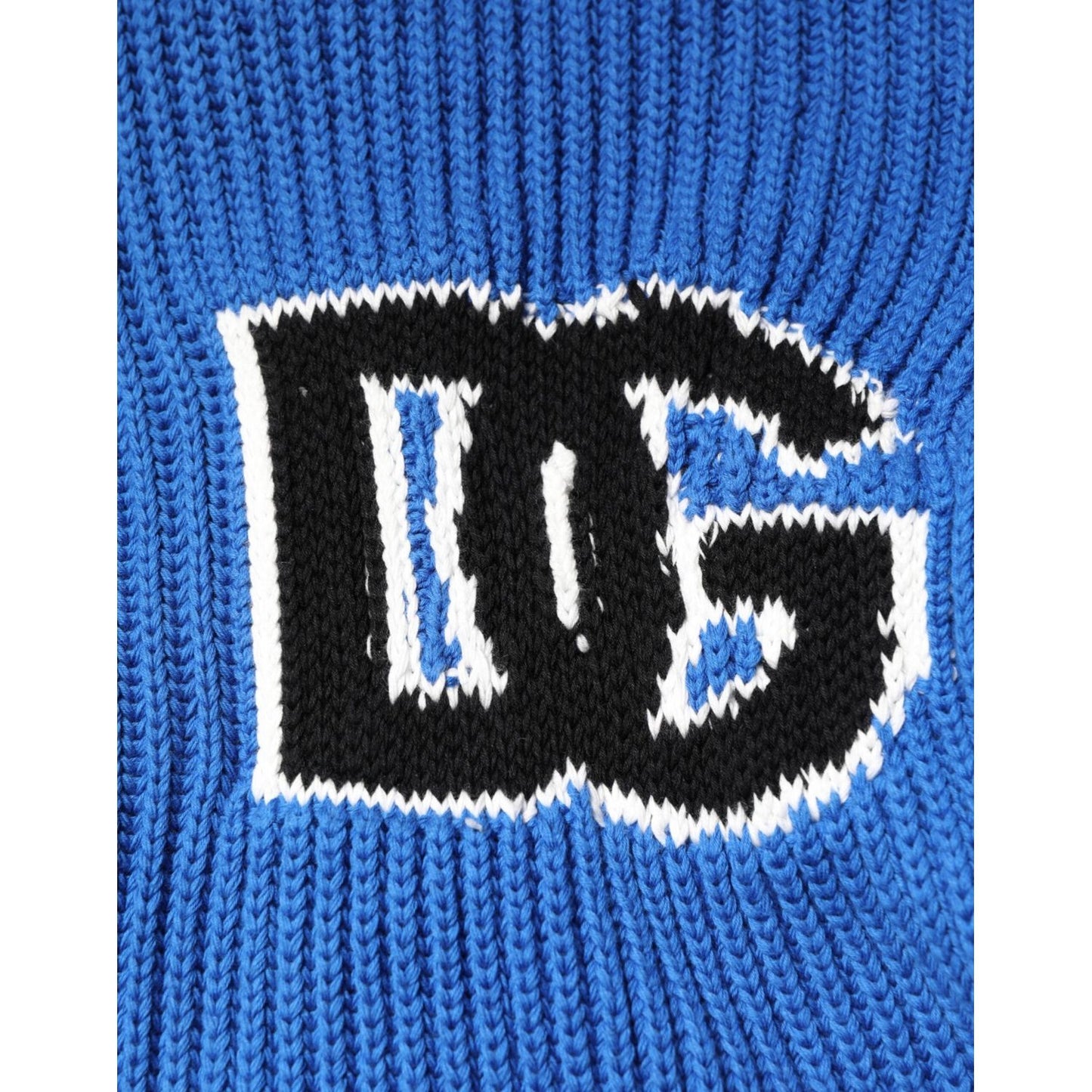 Dolce & Gabbana Blue Cotton Logo Patch Ribbed Knit Cardigan Sweater TSH90589-L