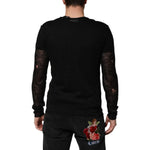 Dolce & Gabbana Black Linen Mesh Tattered Longsleeves T-shirt TSH91263-48