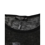 Dolce & Gabbana Black Linen Mesh Tattered Longsleeves T-shirt TSH91263-48