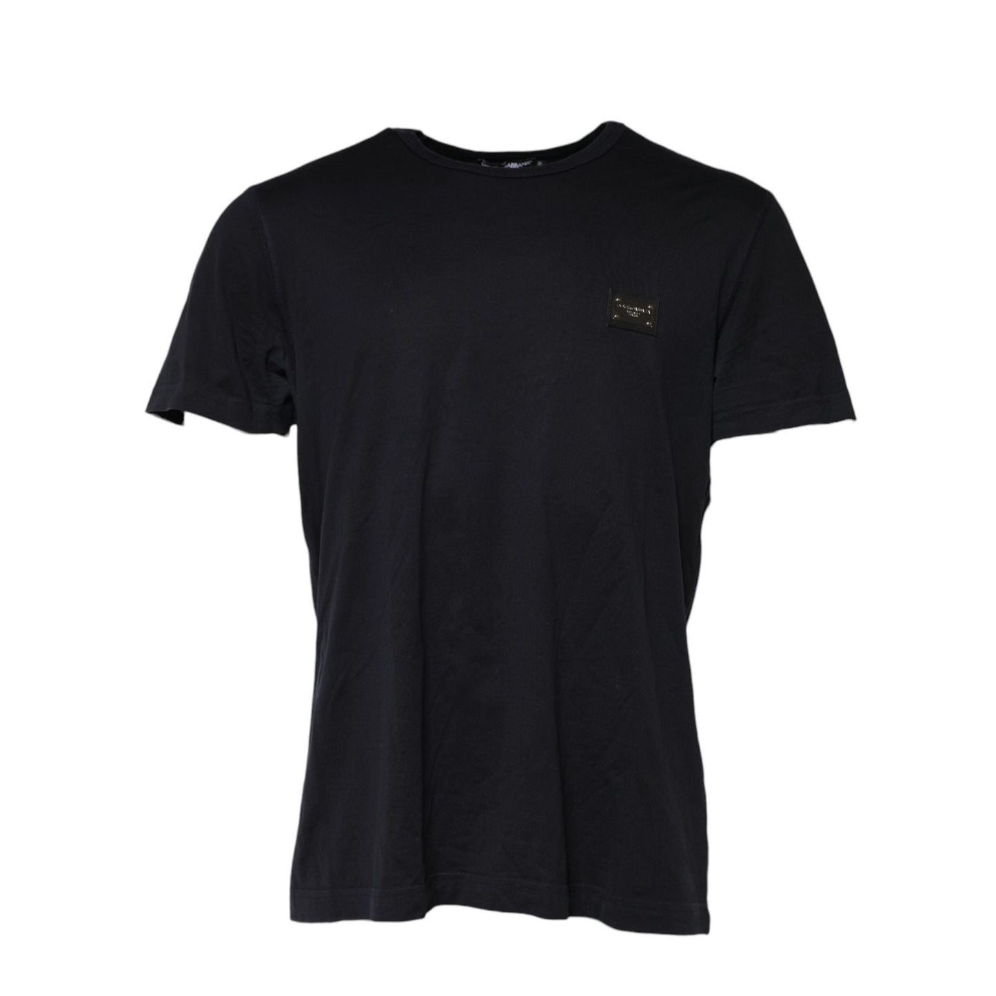 Dolce & Gabbana Dark Blue Logo Plaque Cotton Crewneck T-shirt TSH91039-54