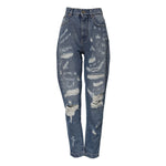Dolce & Gabbana Blue AMBER Tattered High Waist Denim Jeans PAN76541-40