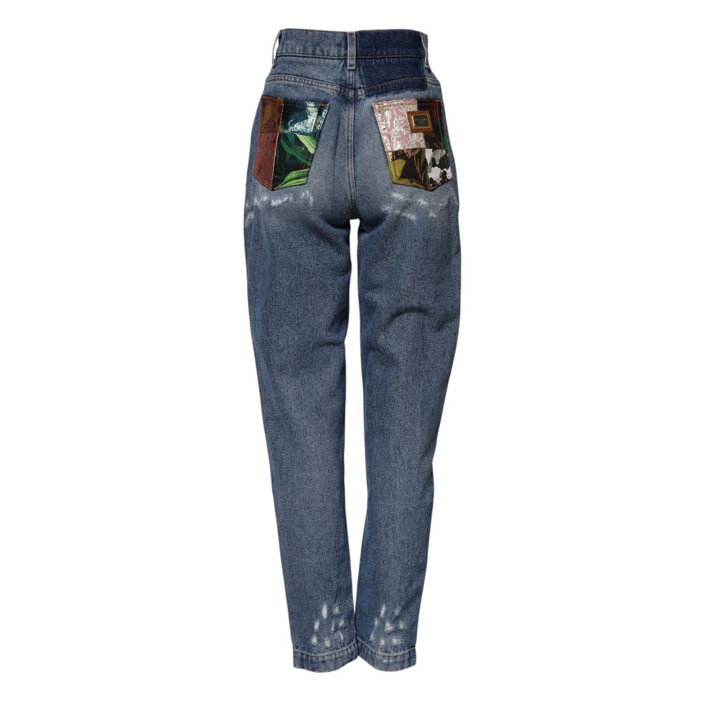 Dolce & Gabbana Blue AMBER Tattered High Waist Denim Jeans PAN76541-40