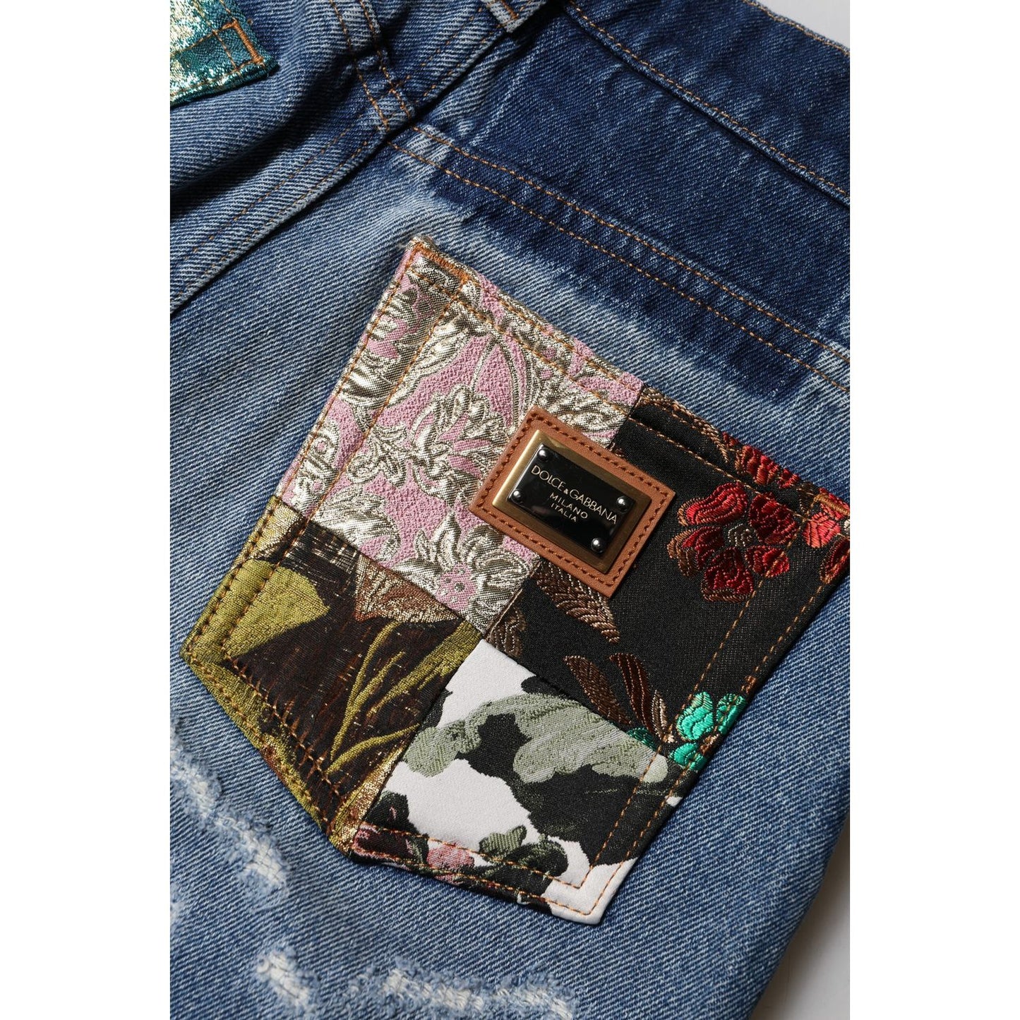 Dolce & Gabbana Blue AMBER Tattered High Waist Denim Jeans PAN76541-40