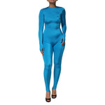 Dolce & Gabbana Blue Nylon Crew Neck Bodycon Jumpsuit Dress DR81802-40