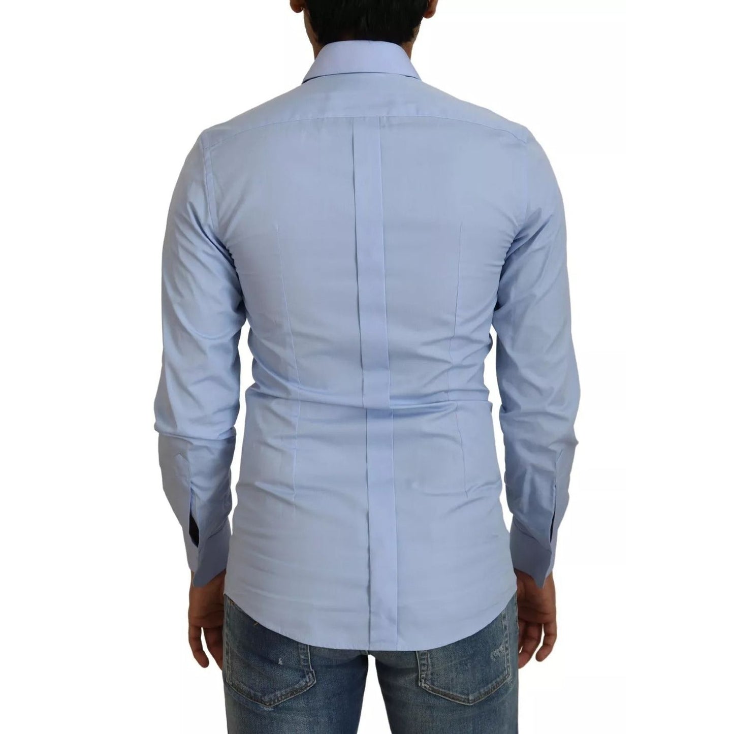 Dolce & Gabbana Light Blue Cotton Slim Fit Dress Shirt TSH7938-37