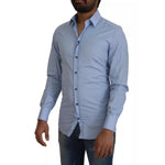 Dolce & Gabbana Light Blue Cotton Slim Fit Dress Shirt TSH7938-37